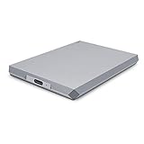 LaCie Mobile Drive, 1 TB, Disco duro externo HDD portátil, USB-C, Thunderbolt 3, para Mac y PC, suscripción de 1 mes a Adobe CC, 2 años Rescue Services, Moon Silver (STHG1000400)
