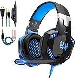 Auriculares Gaming PS4,Cascos Gaming, Auriculares Cascos Gaming con Micrófono Juego Gaming Headset con 3.5mm Jack Luz LED Compatible con PC/Xbox One/Nintendo Switch,Bass Surround y Bajo Ruido